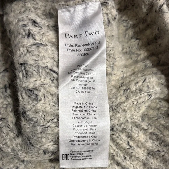 Part Two Wool Blend Knit Sweater Sz L - Picture 5 of 10